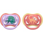Philips Залъгалки Philips Avent - Ultra Air, 18+м, с кутийка, 2 броя, лилав хамелеон/оранжева маймунка (SCF349/47) - baby
