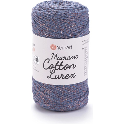 Yarn Art Macrame Cotton Lurex 731 šedomodrá s měděnou nitkou