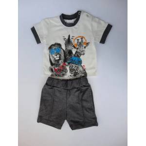 Marty Kids Комплект къси панталонки и блузка с животни, 68, 74, 80