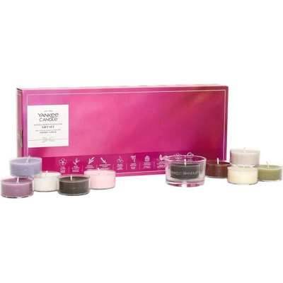 Yankee Candle Dárková sada 10 čajových svíček + svícen
