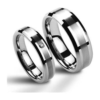 Nubis Snubní prsten wolfram zirkon šíře 5 mm NWF1014 Zr