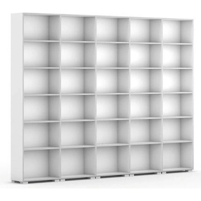 Knižnica Silver Line, biela, 5 stĺpcov, 2230x3000x400 mm