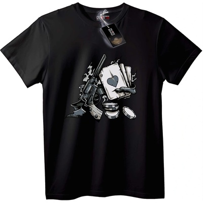 NOONEBRAND Тениска Покер пистолет - 6XL, Black