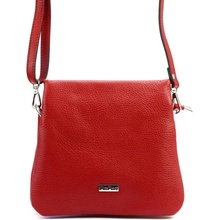 MiaMore kožená crossbody dámská kabelka se třemi oddíly červená