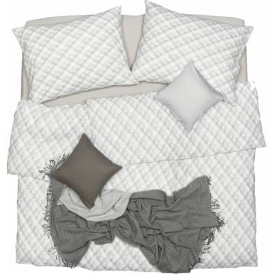 SCANquilt obliečky KLASIK SOFT geo biela sivá 140x200 70x90