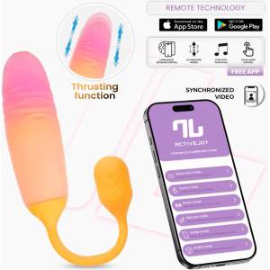 INTOYOU App Series NexEgg Motion Vibrating Egg with Thrusting App Orange-Pink