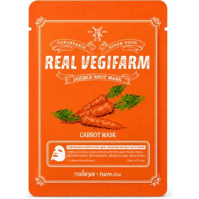 FORTHESKIN Маска за лице с морков FORTHESKIN SUPER FOOD REAL VEGIFARM DOUBLE SHOT MASK-Carrot