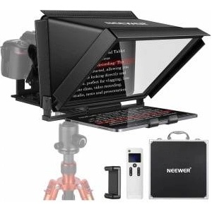 NEEWER X12 aluminum alloy teleprompter with RT-110 remote control and app control, compatible with iPad, iOS/Android tablet, smartphone, DSLR camera, complete metal construction with carrying case