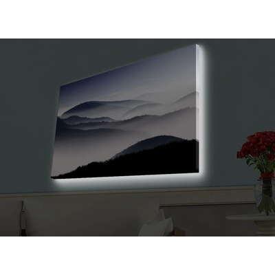 ASIR Obraz na plátně MLHAVÝ LES s led osvětlením 45 cm