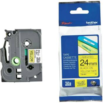 Brother Лента Brother TZe-651, 24 mm x 8 m, черен печат върху жълта лента (3030100106)