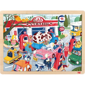 Image 1 of Toi World Детски дървен пъзел Toi World - Бензиностанция, 48 части (TWTP039)