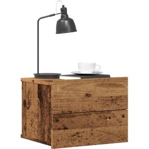 vidaXL Нощно шкафче за стенен монтаж, старо дърво, 40x32x30 см (855944)