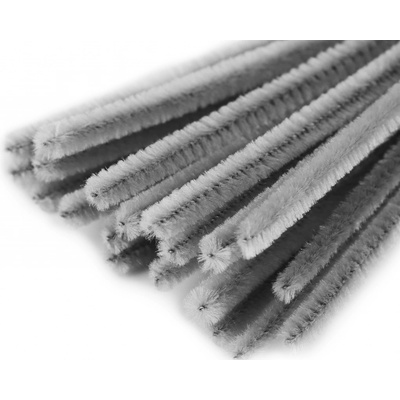 Chlupaté modelovací drátky 5 ks - průměr 6 mm, 30 cm, šedé