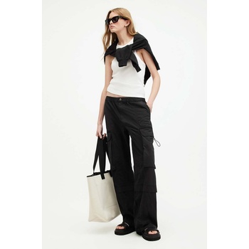 AllSaints Памучен панталон AllSaints BARBARA TROUSER в черно с кройка тип карго, с висока талия W021TA (W021TA)