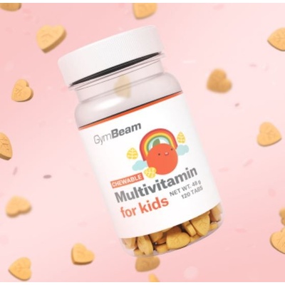 GymBeam Multivitamin, tablety na cucání pro děti 120 tablet pomeranč