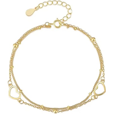 Olivie stříbrný srdíčkový náramek GOLD 8731