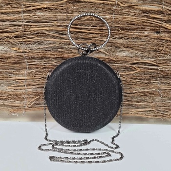 Image 1 of Блестяща черна кръгла чанта - Kalia