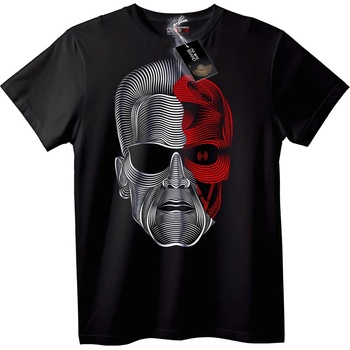 NOONEBRAND Тениска Terminator T-800 разделено лице - 2XL, White