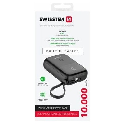 Swissten 10 000 mAh 22,5 W 22013931 čierna