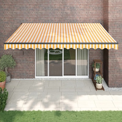 vidaXL Zatahovací markýza 4 x 3 m textil a hliník Žlutá