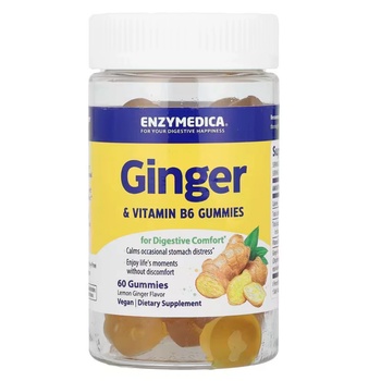 Enzymedica Гуми Enzymedica Ginger & Vitamin B6, джинджифил с витамин B6, 60 гуми