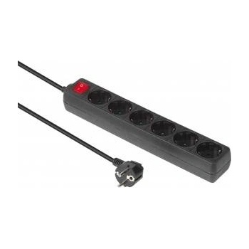 MicroConnect 6-way Schuko Socket on/off switch 5M Black With ON/OF switch and child protection