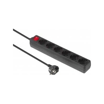 MicroConnect 6-way Schuko Socket on/off switch 5M Black With ON/OF switch and child protection