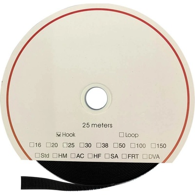 FASTECH® T0101699990225 pásek se suchým zipem, zalepení akrylátem, háčková část, (d x š) 25000 mm x 16 mm, černá, 25 m