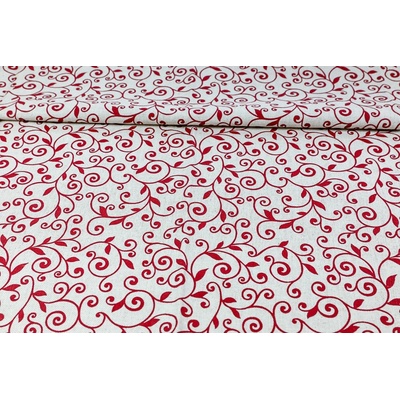MADE IN ITALY Dekorační látka rudé listí Rudá Šířka 140 cm