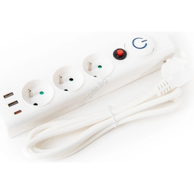 Platinet 3 Plug + 3 USB 1,5 m Switch (PL0705)