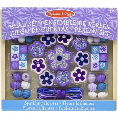 Melissa & Doug - Комплект за нанизване с дървени мъниста - Искрящи цветя