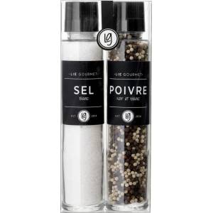 Lie Gourmet Подаръчен комплект, морска сол и черен/бял пипер, с мелнички, Lie Gourmet (LIE204)