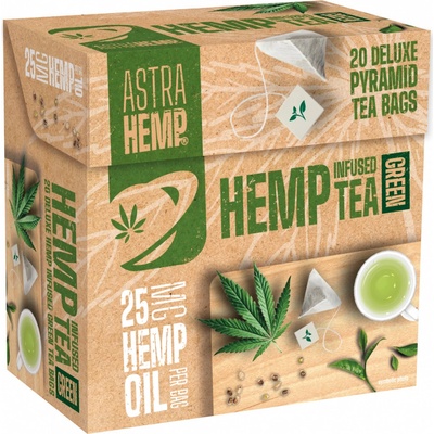 Astra Hemp Zelený čaj 25 mg konopný olej krabička 20 pyramidových sáčků, 40 g
