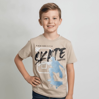 Chlapecké tričko s krátkým rukávem skate Béžová