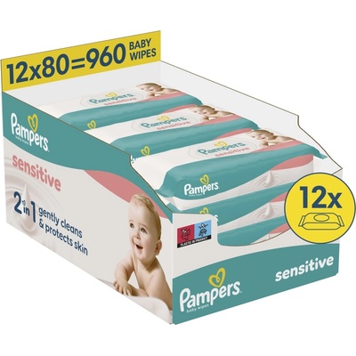 Pampers Sensitive Vlhčené ubrousky 12 x 80 ks