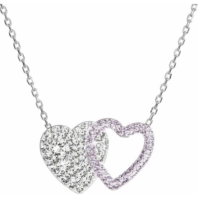EVOLUTION GROUP 32079.3 crystal/violet dvojité srdce dekorovaný krystaly Swarovski (Ag925/1000, 2,5
