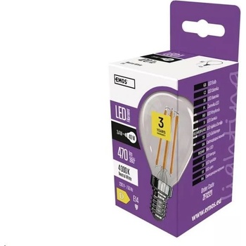 Emos LED žárovka ZF1221 Filament Mini Globe 3,4W E14 neutrální bílá