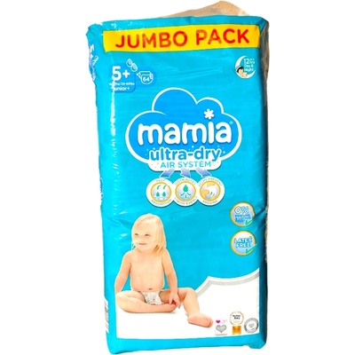 Mamia бебешки пелени, номер 5+, 13-20кг, 64 броя