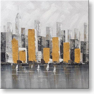 Maľovaný obraz na stenu MESTO 70x70 cm - 70×70 cm / Klasický 2 cm