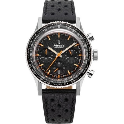 Nivada Grenchen Chronoking Meca Inter. Bezel Black Racing Strap