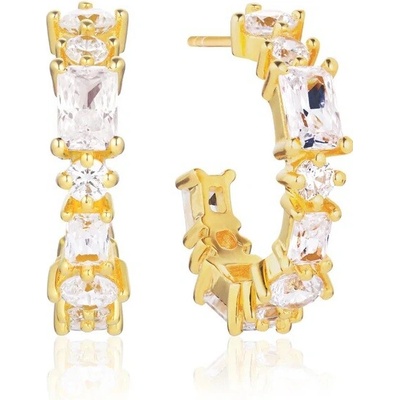 Sif Jakobs Pozlátené náušnice s kubickými zirkónmi Ivrea SJ-E12312-SK-YG