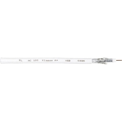 Interkabel AC 100-100 koaxiálny kábel, Vonkajší Ø: 6.90 mm, 75 Ω, 120 dB, biela, 100 m
