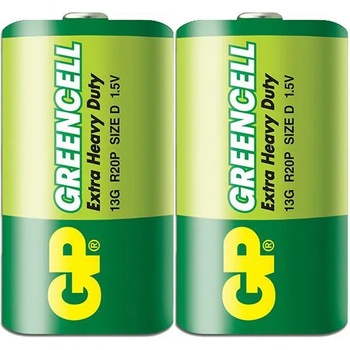Image 1 of GP Batteries Цинк карбонова батерия GP Greencell 13G-S2, R20, 2 бр. в опаковка / shrink, 1.5V (GP-BM-13G-S2)