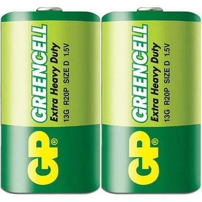 GP Batteries Цинк карбонова батерия GP Greencell 13G-S2, R20, 2 бр. в опаковка / shrink, 1.5V (GP-BM-13G-S2)