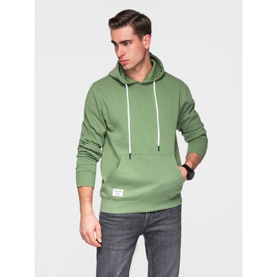 Ombre Clothing Мъжки памучен суитшърт BASIC джоб за ръце с качулка - зелен Ombre Clothing Ombre Clothing | Zelen | МЪЖЕ | L