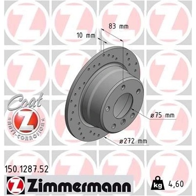 Brzdový kotouč ZIMMERMANN 150.1287.52 – Zboží Mobilmania