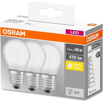 Osram 3x LED žárovka E27 P45 4W = 40W 470lm 2700K Teplá bílá