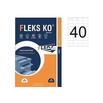 Fleks Ko Етикети Fleks Ko Бели, прави ъгли, 52.5x29.7 mm A4, 100 л. 40 етик. /лист