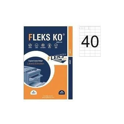 Fleks Ko Етикети Fleks Ko Бели, Прави Ъгли, 52.5x29.7 мм A4, 100 л. (40 етикета на лист)