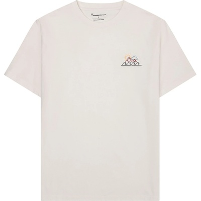 KnowledgeCotton Apparel Мъжка тениска KnowledgeCotton Apparel Regenerative Organic Cotton Chest Print T-Shirt - Egret (216-8562-0213)